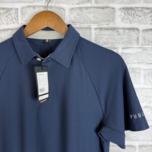 Public Rec All Fore It Polo Solid Navy Blue Performance Golf Shirt Men SMALL NEW